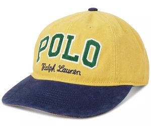 Polo Ralph Lauren Men yellow -navy - Green logo twill cotton Ball cap one size - Picture 1 of 9