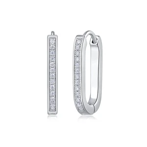 Moissanite Huggie Piercing Earrings D Color VVS1 925 Sterling Silver for Women - Picture 1 of 10