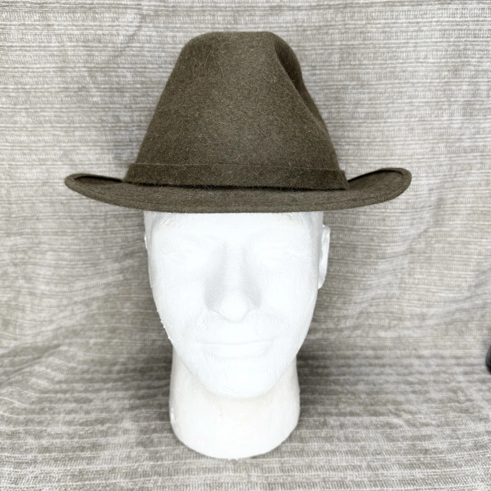LOCK & Co Hatters Trilby 羊毛毛毡帽 尺寸 7 1/8 (58) 绿色 英国制造 — 第 1/4 张图片