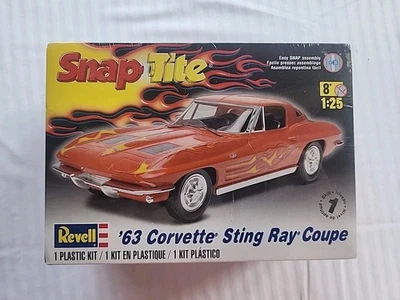 Revell Snap Tite 1963 Corvette Sting Ray Coupe 1:25 Model Kit SEALED New 85-1968 - Image 1 of 4