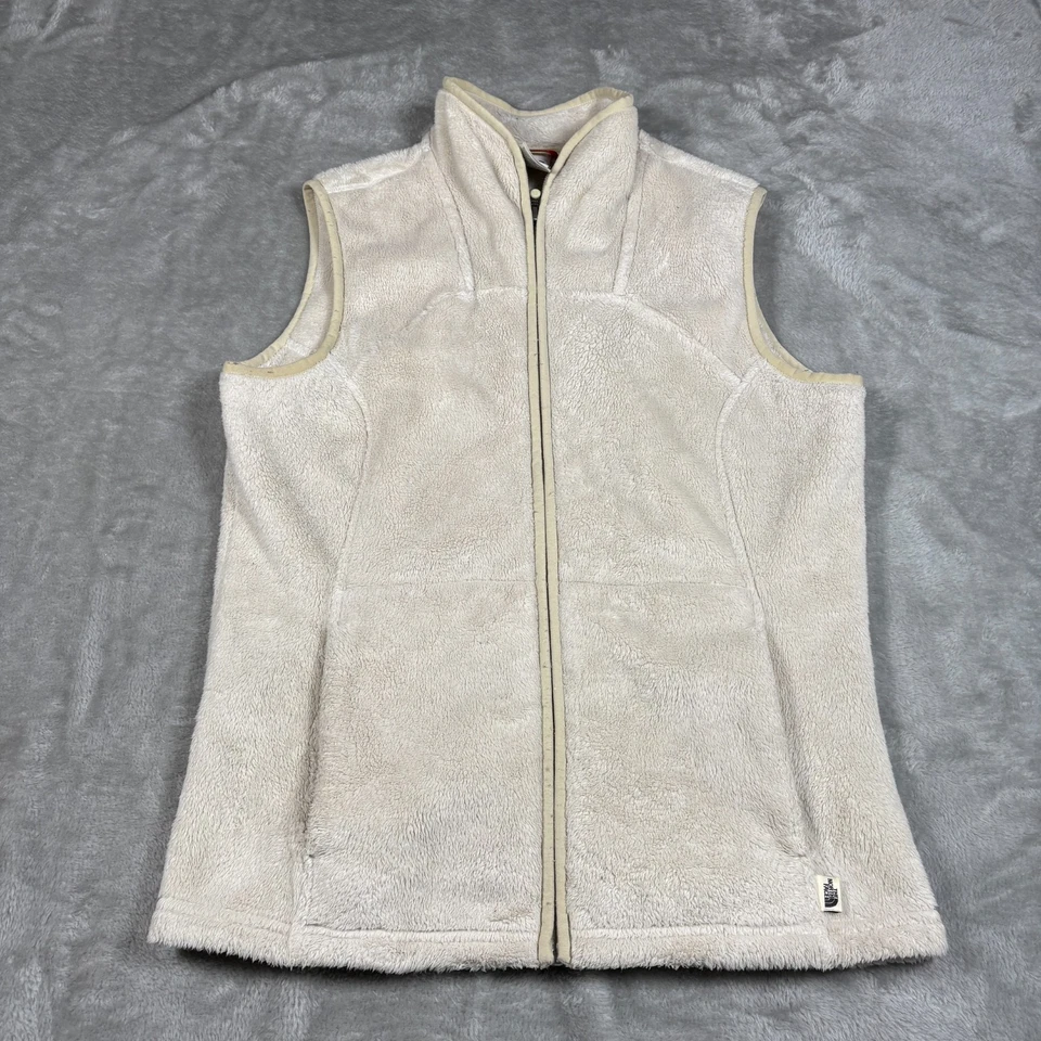 Chaleco polar The North Face para mujer mediano marfil cremallera completa senderismo chaqueta abrigo Foto 1 de 4