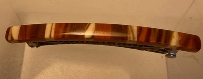 Pasador Baquelita Celuloide Vintage Beige Y Marrón Remolino Foto 1 de 4