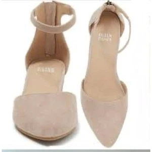 Eileen Fisher Lyton Suede Ankle Strap Flat in Pale Pink Size 7.5 - Picture 1 of 6