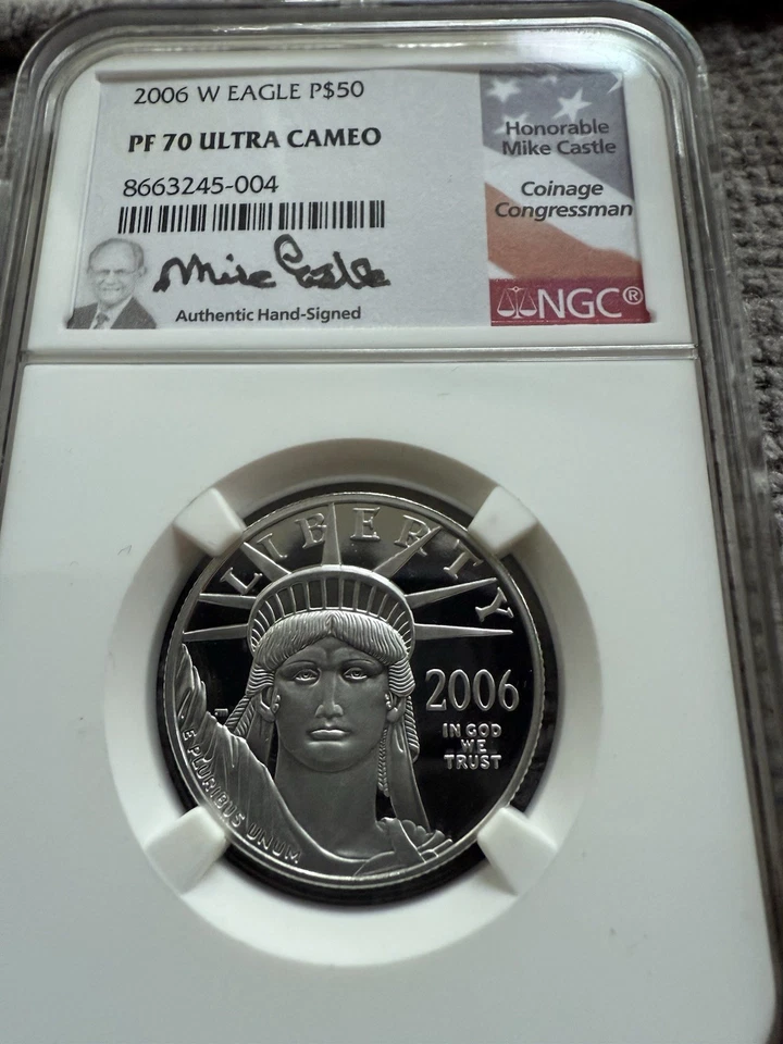 2006-W $50 American Platinum Eagle NGC PF70 Ultra Cameo Mike Castle Signed - Image 1 of 4