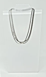 Vintage Napier Signed 15" Triple Strand Silver tone Retro Chain Necklace - Picture 1 of 13