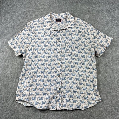 Camisa masculina UNTUCKit XXL linho rosa floral slim fit manga curta botão para cima preppy - Imagem 1 de 4