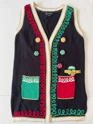 Colete Feminino Feio de Natal Blizzard Bay S Preto Vermelho Verde Dourado Feriado Festivo - Imagem 1 de 4