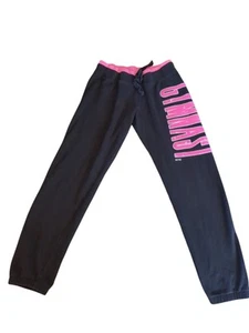 Justice Girl's Size 8 Black/Hot Pink Sweatpants/Lounge Pants Gymnast  - Picture 1 of 8