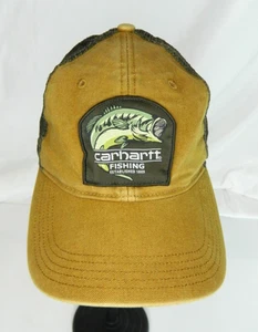 Carhartt Snapback Trucker Hat Brown Bass Fishing Cap Big Mouth Mesh - Picture 1 of 7
