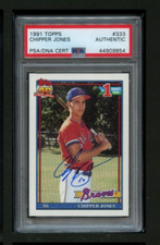 1991 Topps CHIPPER JONES Rookie RC Auto Authentic PSA DNA #333 Atlanta Braves