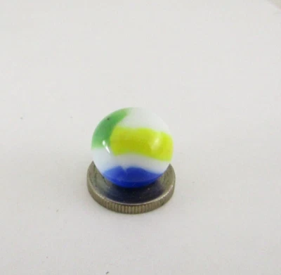 Vitro Agate Blue Yellow Green White Tiger  16mm- Vintage Marble - Image 1 of 4