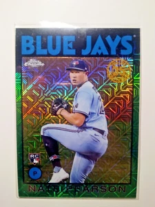 Nate Pearson 2021 Topps Chrome 1986 Green Mojo Refractor RC /99 Blue Jays - Picture 1 of 2