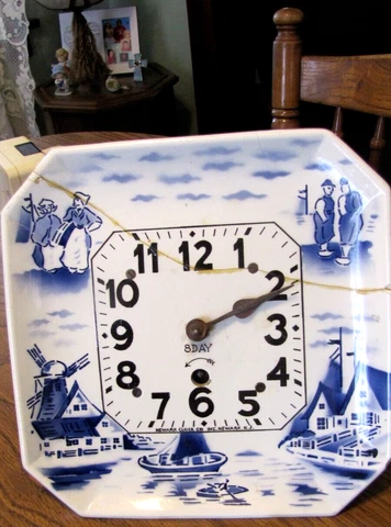 Vintage Porcelain Blue Delft CLOCK Antique Parts repair restoration 8 day Cover