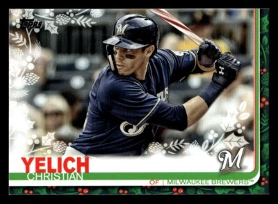 2019 Topps Holiday #HW72b Christian Yelich Candy Cane Bat SP Milwaukee Brewers - Image 1 of 2
