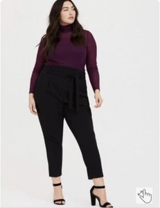 Torrid Black Tie Front Tapered Leg Pants Stretch Waist Women's Size 5X NWT's - Picture 1 of 8