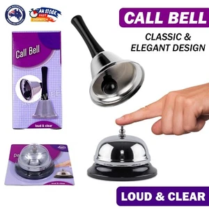 Desk Call Bell Hand Held Call Bell Silver Ringing Bell Reception Office School - Picture 1 of 13