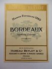 VECCHIA ETICHETTA old label vino liquore wine BORDEAUX Horeau Beylot France