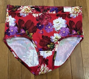 Plus Size 18/20 Lane Bryant Cacique Comfort Bliss Brief Nylon Red Cream Flower - Picture 1 of 5