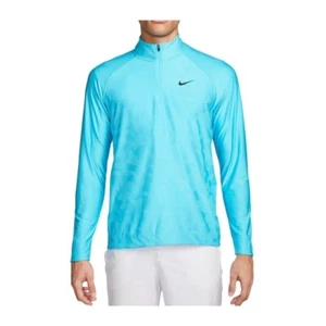 Nike Dri FIT Mens Blue 1/2 Zip Long Sleeve Moisture wick Golf Shirt Plus Sz 3XL - Picture 1 of 11
