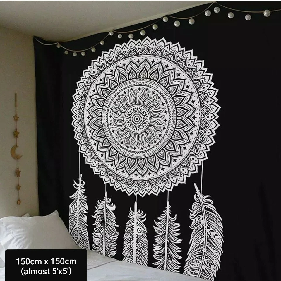Tapeçaria mandala pendurada na parede boho pôster de algodão tapeçaria rainha gêmea decoração para casa - Imagem 1 de 4