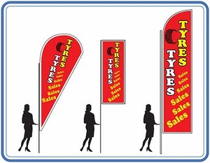 tyres flags great for garages car tyres banner flags poles bases free delivery - Picture 1 of 12