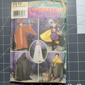 Simplicity Costume Sewing Pattern 5512 Andrea Schewe Cape Hat Child A 3-8 Cut - Picture 1 of 2