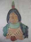 Vintage Metal Native American Indian Chief Wall Plaque USA by Sexton  NICE COLOR