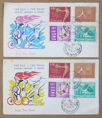 Vietnam FDC 14-12-1965 Cultura Física y Deportes Lote de 2 Fundas Foto 1 de 2