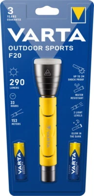 Varta Taschenlampe LED Outdoor Sports F20 inkl. 2x AA Batterien 18628