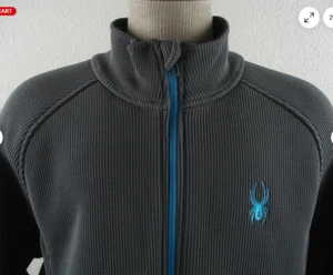 Spyder MEN'S Knit Full-Zip Heavyweight Core Sweater Jacket(GRAY/BLUE XL) NWOT - Picture 1 of 6