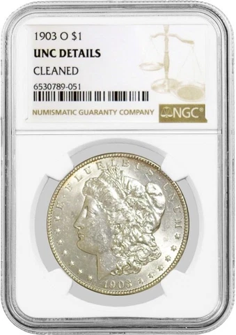 1903 O $1 Morgan Silver Dollar NGC UNC Details Cleaned Key Date Coin Cover