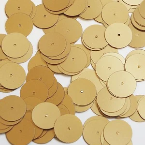 Patillettes metálicas de alta costura metálicas satinadas redondas de 15 mm dorada mate - Imagen 1 de 2