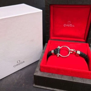 Omega Armband Leder Intrecciato geflochten Größe M 16,5 cm schwarz mit Box gebraucht - Bild 1 von 5