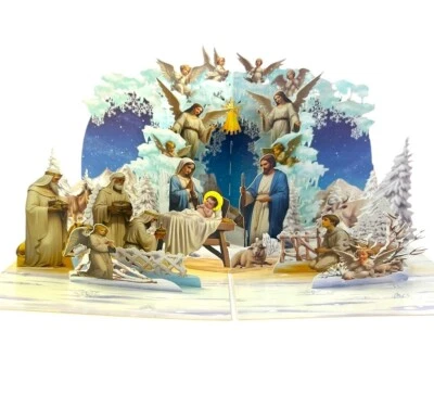BC Worldwide Ltd 3D PopUp Xmas Card Nativity Manger Jesus Angel Merry Christmas - Image 1 of 4