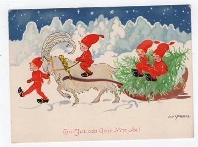 SUECIA 1939 TB SELLO ATADO EN TARJETA DE NAVIDAD AINA STENBERG  Foto 1 de 2