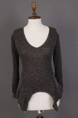 Lanvin 灰色 V 领羊驼羊毛针织弹力套衫毛衣 S 码 — 第 1/4 张图片