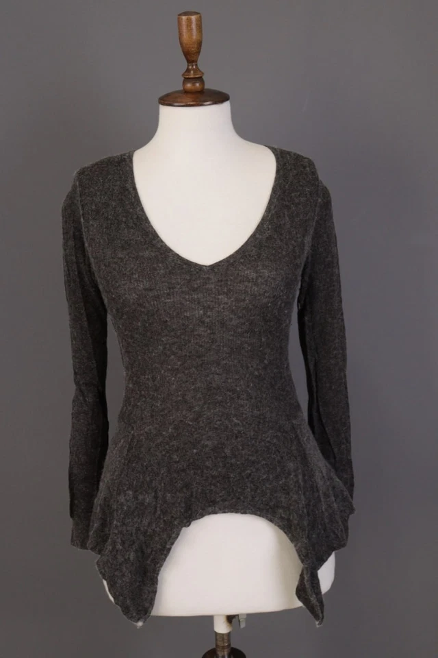Suéter Pullover Lanvin Gris Cuello en V Lana de Alpaca Tejido Elástico Talla S Foto 1 de 4