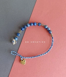 Fall New Arrivals -Lapis lazuli with pyrite Hand Woven Men's Bracelet - Picture 1 of 4