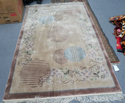 Alfombra china vintage 100 % seda diseño de linterna alfombra anudada a mano de 4' x 6' Foto 1 de 4