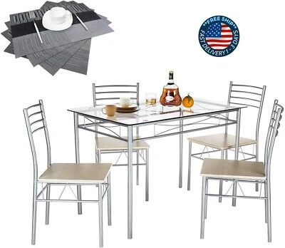 juego de comedor moderno de 4 sillas mesa decoracion hogar para cocina Nuevo - Image 1 of 4