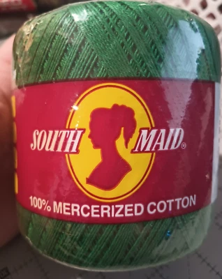 Hilo de ganchillo South Maid Myrtle verde 350 yd 100 % algodón (talla 10 D-54) Foto 1 de 2
