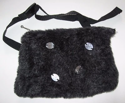 SAC CEINTURE ❤️ fausse fourrure TAKI-TO WIEN NEUF femme fille Gris foncé ! - Photo 1/4