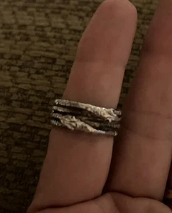 Vintage Sterling Silver Double Snake Wide Band Ring Size 6.5 - Picture 1 of 6