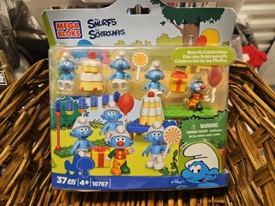 Mega Bloks Smurfs Celebration 10767 Set Factory Sealed Birthday NEW - Image 1 of 4