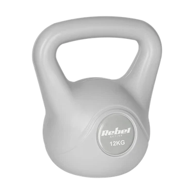 REBEL ELECTRO Kettlebell 12kg grau Kettle Hantel Übung Ball ABS Rebel