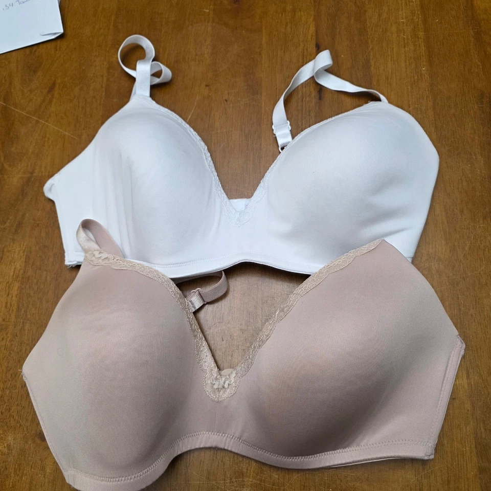 Pacote com 2 Sutiãs Ellen Tracy Femininos 38D Branco Taupe Cobertura Total Conforto Acabamento em Renda - Imagem 1 de 4