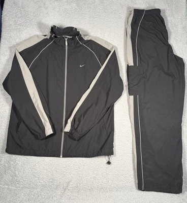 RARE Vintage Y2K Nike Nylon Full Jacket Set Mens 2XL Track Suit Black Full Zip - Image 1 of 4