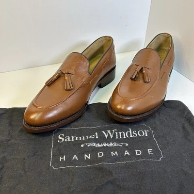 Samuel Windsor Slip On Men’s Tan Leather Loafer Shoes UK Size 8 (Tasselled) - Image 1 of 4