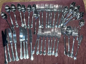 Oneida TRINITY LARGE COMPLETE Set Of 8 Each Stainless Flatware + Serving + Other - Picture 1 of 9