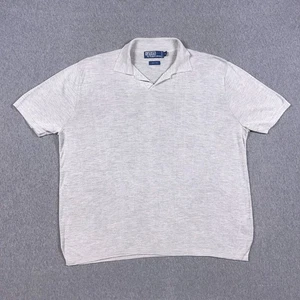 VTG Polo Ralph Lauren Shirt Mens Large %100 Silk Knit Polo Loop Collar Gray - Picture 1 of 13